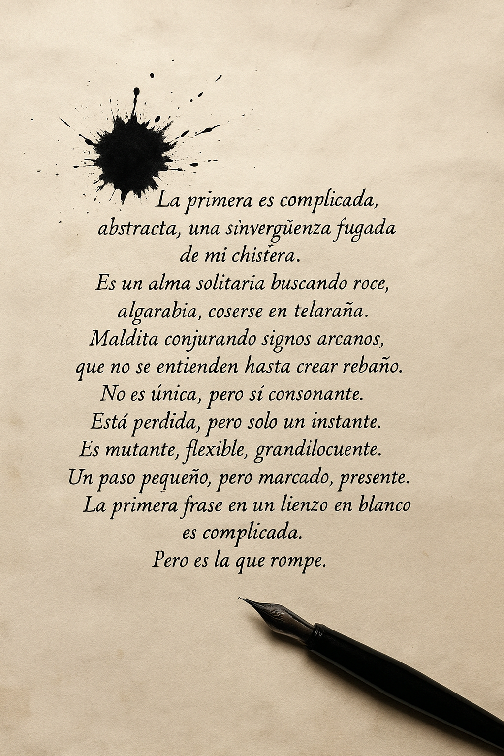 Mancha de tinta en un papel en blanco