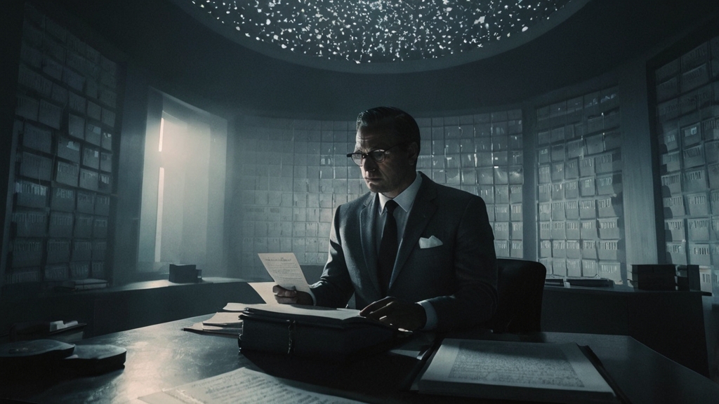 En un despacho blanco como un limbo administrativo, Serafín Delmundo aguarda su destino eterno con un ticket arrugado y más dudas que fe.